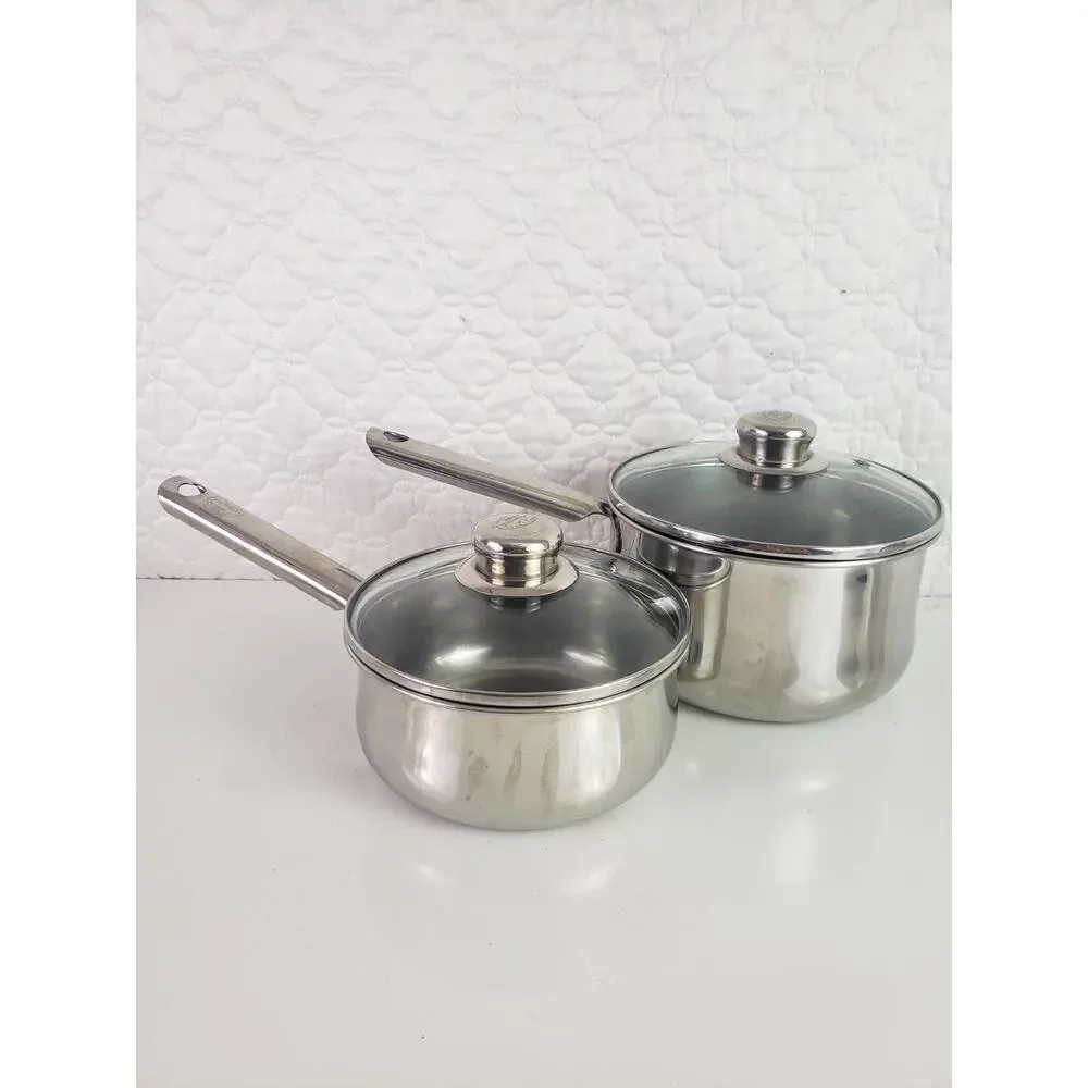 Revere Ware SX 01K Copper Bottom 1.5/ 2.5 Qt. Stainless Sauce Pan Lid Lot of 2